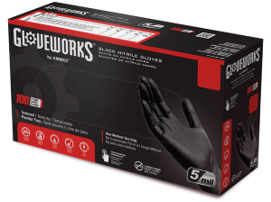 AMMEX Professional Black Nitrile PF Exam Gloves