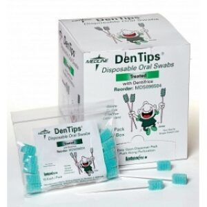 Medline MDS096502 - SWAB, ORAL, DENTIPS, TREATED, GREEN, 500/CS, 500 EA/CS, 2 BX/CS