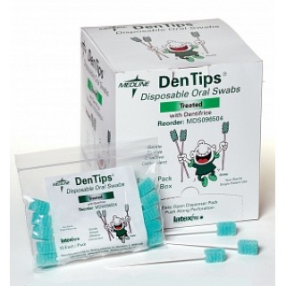Medline MDS096502 - SWAB, ORAL, DENTIPS, TREATED, GREEN, 500/CS, 500 EA/CS, 2 BX/CS